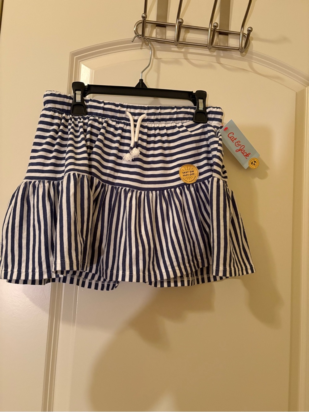 Cat & Jack Navy and White Striped Ruffle-Hem Skirt